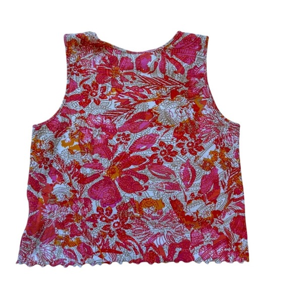 Ruby Rd. Women's PXL Petite‎ Floral Tank Top Boho Chic Ruffle Hem - Picture 7 of 8